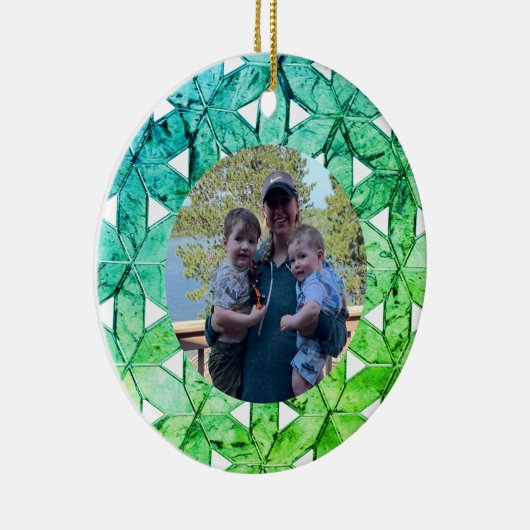 Aquamarine-groene mozaïek | Levensbloem Keramisch Ornament (Rechts)