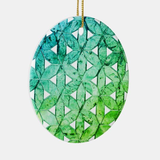 Aquamarine-groene mozaïek | Levensbloem Keramisch Ornament (Rechts)