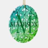 Aquamarine-groene mozaïek | Levensbloem Keramisch Ornament (Rechts)