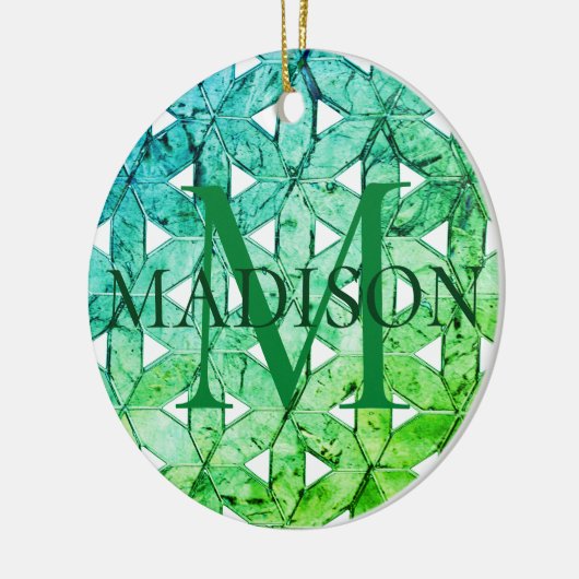 Aquamarine-groene mozaïek | Levensbloem Keramisch Ornament (Links)