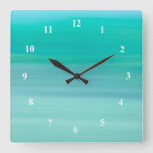 Aquamarine groene turquoise vierkante klok (Voorkant)