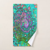 Aquamarine Groovy Abstract Retro Vloeistof Bad Handdoek (Handdoek)