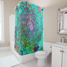 Aquamarine Groovy Abstract Retro Vloeistof