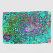 Aquamarine Groovy Abstract Retro Vloeistof Golfhanddoek (Horizontaal)