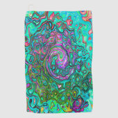 Aquamarine Groovy Abstract Retro Vloeistof Golfhanddoek (Voorkant)