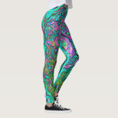 Aquamarine Groovy Abstract Retro Vloeistof Leggings (Rechts)