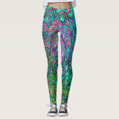Aquamarine Groovy Abstract Retro Vloeistof Leggings (Voorkant)