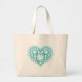Aquamarine Heart Pareltjes Grote Tote Bag (Voorkant)