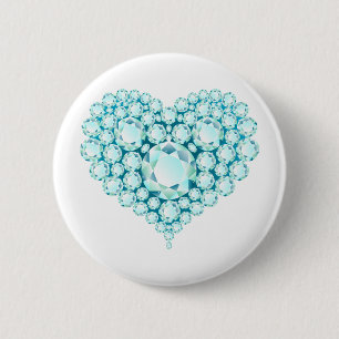 Aquamarine Heart Pareltjes Ronde Button 5,7 Cm