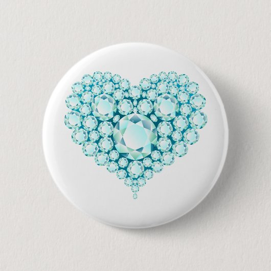 Aquamarine Heart Pareltjes Ronde Button 5,7 Cm (Voorkant)
