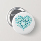 Aquamarine Heart Pareltjes Ronde Button 5,7 Cm (Voorkant /achterkant)