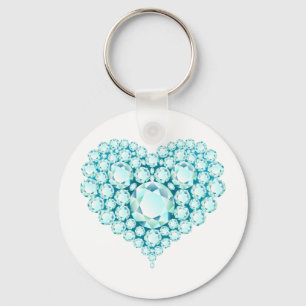 Aquamarine Heart Pareltjes Sleutelhanger