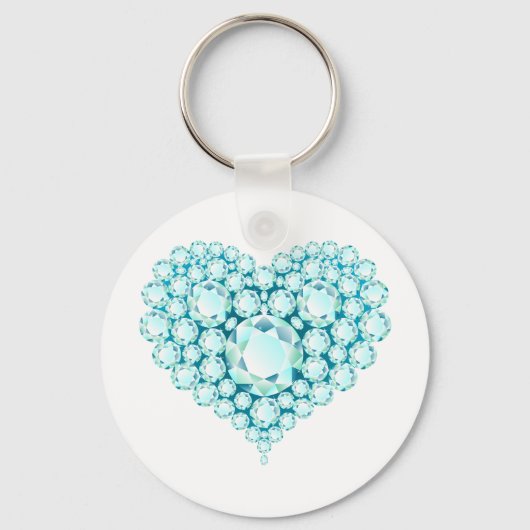 Aquamarine Heart Pareltjes Sleutelhanger (Voorkant)