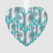 Aquamarine Hearts Turquoise Faux Glitter Ornament (voorkant)