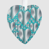Aquamarine Hearts Turquoise Faux Glitter Ornament (voorkant)