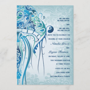 Aquamarine Jellyfish Invitation2 Kaart