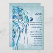 Aquamarine Jellyfish Invitation Kaart (Voorkant / Achterkant)
