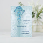 Aquamarine Jellyfish-responskaart RSVP Kaartje (Staand voorkant)