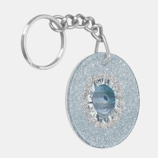 Aquamarine Jewel Seashell Sleutelhanger (Voorkant Links)