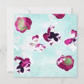 Aquamarine, magenta Pansies Bat Mitzvah Uitnodigin Kaart (Achterkant)