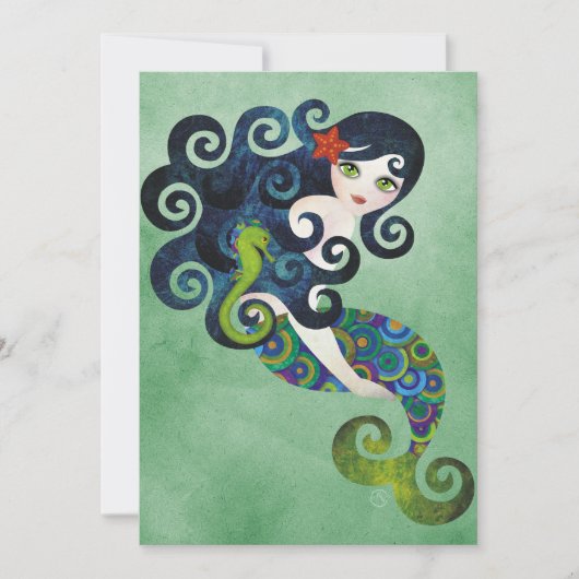 Aquamarine Mermaid Invitation Kaart (Voorkant)