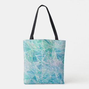 aquamarine met canvas tas van de witte geometrieru