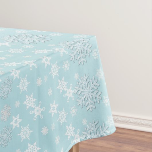 Aquamarine met Snowflakes Holiday Table Cloth Tafelkleed (Voorbeeld)