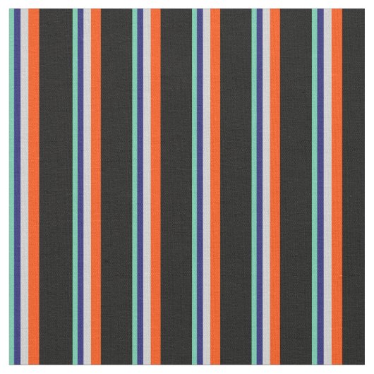 Aquamarine, Midnight Blue, Light Grey, Red & Black Stof (Close Up)