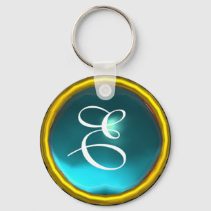 AQUAMARINE MONOGRAM, blauw geel Sleutelhanger