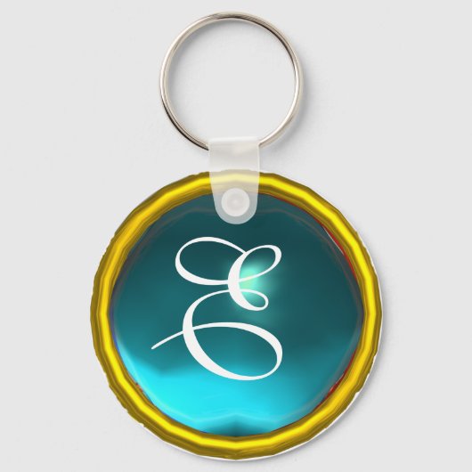 AQUAMARINE MONOGRAM, blauw geel Sleutelhanger (Achterkant)