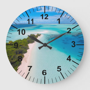 Aquamarine oceaan en strand thema grote klok