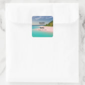 Aquamarine Ocean Tropical Beach Candle Business Vierkante Sticker (Tas)