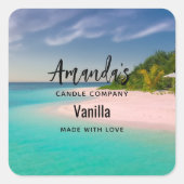 Aquamarine Ocean Tropical Beach Candle Business Vierkante Sticker (Voorkant)