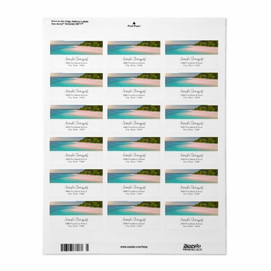 Aquamarine Ocean Tropical Beach Scenic Address Etiket (Full Sheet)