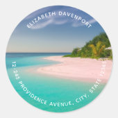 Aquamarine Ocean Tropical Beach Scenic Address Ronde Sticker (Voorkant)