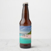Aquamarine Ocean Tropical Beach Scenic Bier Etiket (Voorkant)