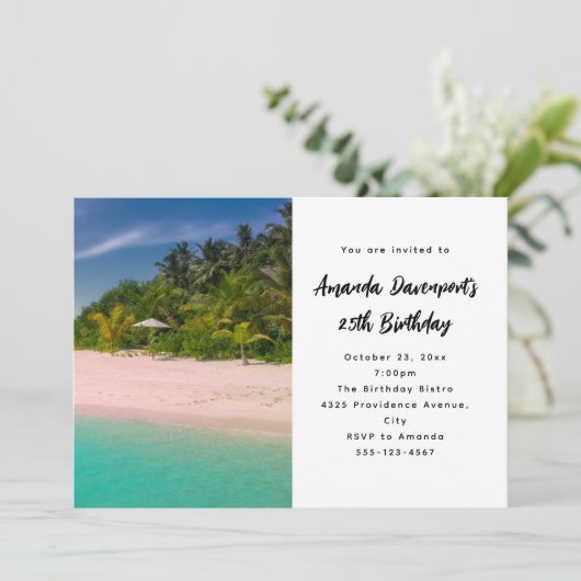 Aquamarine Ocean Tropical Beach Scenic Birthday Kaart (Staand voorkant)