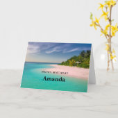 Aquamarine Ocean Tropical Beach Scenic Birthday Kaart (Gele Bloem)