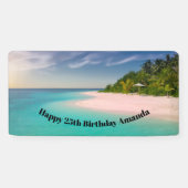 Aquamarine Ocean Tropical Beach Scenic Birthday Spandoek (Horizontaal)
