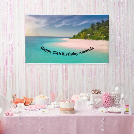 Aquamarine Ocean Tropical Beach Scenic Birthday Spandoek (Feest)