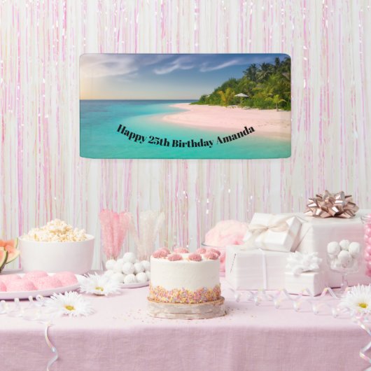 Aquamarine Ocean Tropical Beach Scenic Birthday Spandoek (Feest)