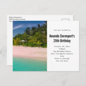 Aquamarine Ocean Tropical Beach Scenic Birthday Uitnodiging Briefkaart (Voorkant / Achterkant)