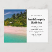 Aquamarine Ocean Tropical Beach Scenic Birthday Uitnodiging Briefkaart (Voorkant)