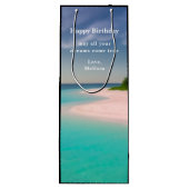 Aquamarine Ocean Tropical Beach Scenic Birthday Wijn Cadeautas (Achterkant)