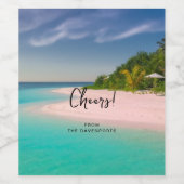 Aquamarine Ocean Tropical Beach Scenic Cheers Wijn Etiket (Enkel label)