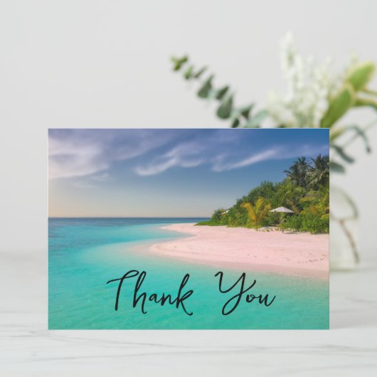 Aquamarine Ocean Tropical Beach Scenic Photo Bedankkaart (Staand voorkant)