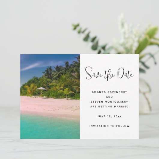 Aquamarine Ocean Tropical Beach Scenic Photo Save The Date (Staand voorkant)