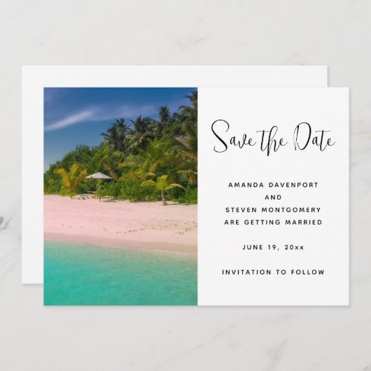 Aquamarine Ocean Tropical Beach Scenic Photo Save The Date (Voorkant / Achterkant)