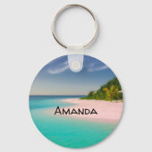 Aquamarine Ocean Tropical Beach Scenic Sleutelhanger (Voorkant)