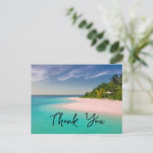 Aquamarine Ocean Tropical Beach Scenic Thank You Briefkaart (Staand voorkant)